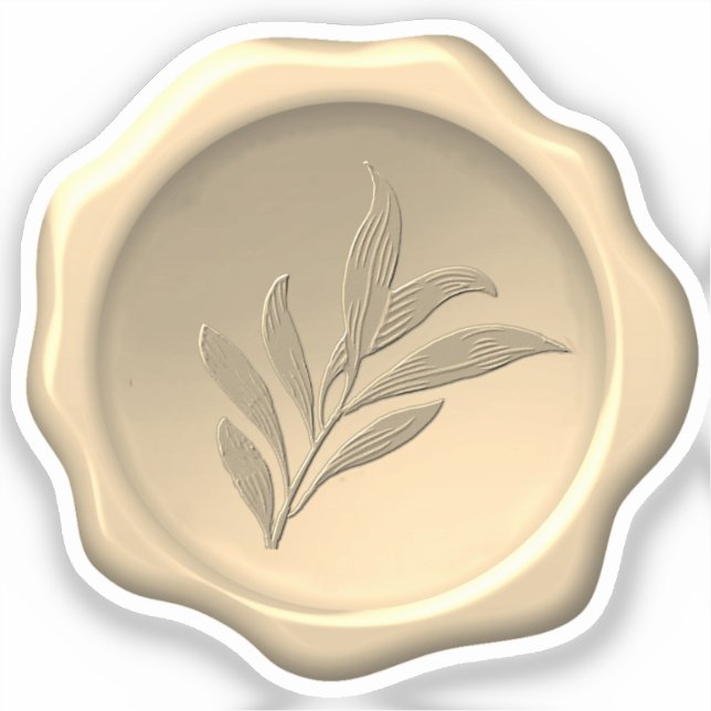 Botanical Wax Seal Embossed Leaves Foliage Golden (Front)