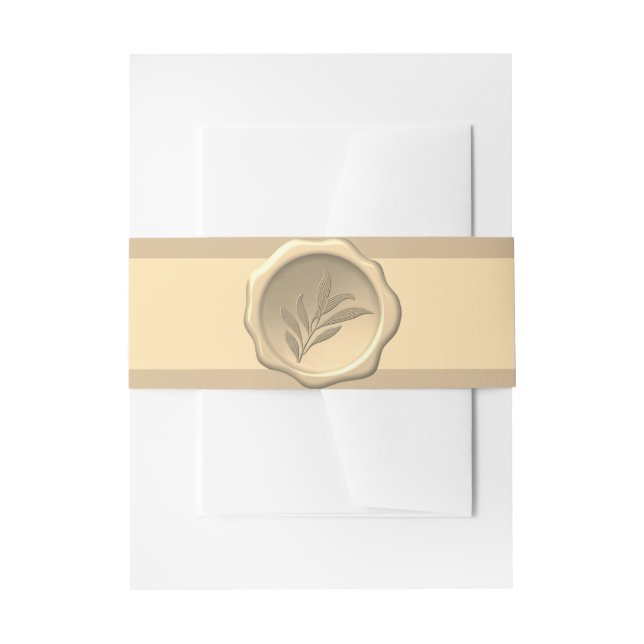 Botanical Wax Seal Embossed Leaves Golden Foliage Invitation Belly Band (Front Example)