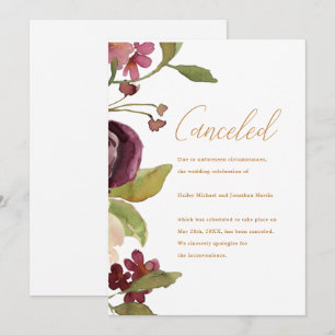 Botanical Wedding Cancellation Announcement