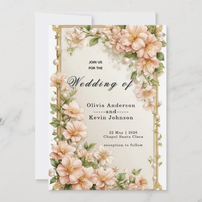 🌸 Botanical Wedding Ceremony Detail Design 🌸 Invitation (Front)