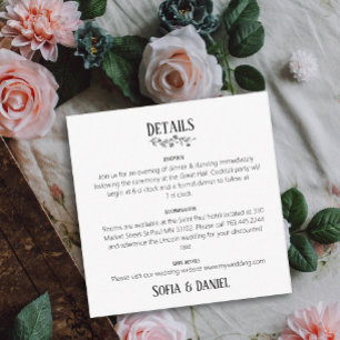 Botanical Wedding Details Card Minimalist Daisy 
