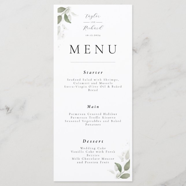Botanical Wedding/Event Menu (Front)