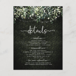 Botanical Wedding Greenery String Lights Details Enclosure Card