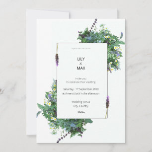 Botanical Wedding Invitation   Elegant Wildflower 