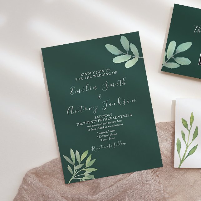 Botanical Wedding Invitation with Emerald Green (Creator Uploaded)