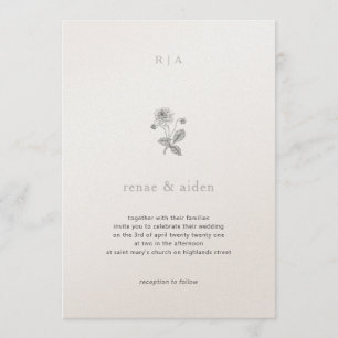 Botanical Wedding Invite, Minimal wedding Invitation