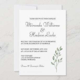 Botanical Wedding Invite with QR Code and Photo