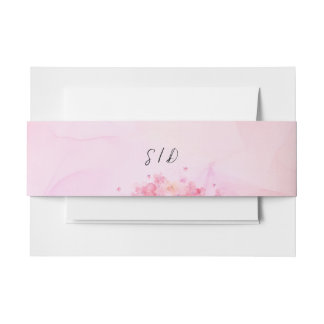Botanical Wedding pink  orange watercolor Invitation Belly Band