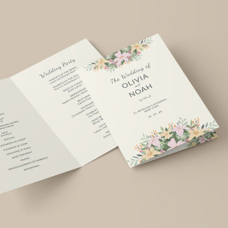 Botanical wedding program - boho folded card