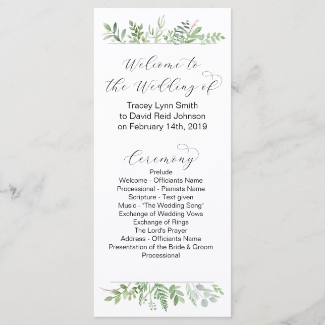 Botanical Wedding program Programme (Front)