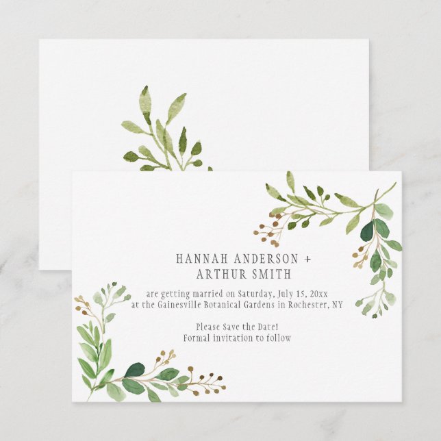 Botanical Wedding Save The Date Invitations | (Front/Back)