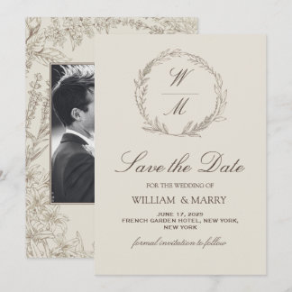 Botanical Wedding Save the Date, Photo in Card