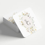 Botanical Wedding Square Paper Coaster<br><div class="desc">These custom Square Paper Coasters from the Grayson Collection features hand-drawn florals in shades of ivory,  sage green,  and gold surrounding the couple's initials. Personalise it with your details easily and quickly. Simply press the 'customise it' button to further re-arrange and format the style and placement of the text.</div>