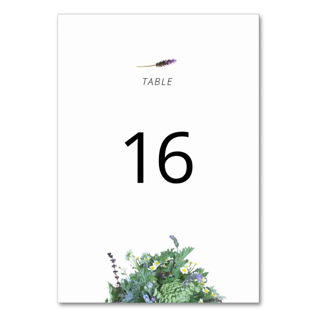 Botanical Wedding Table Number Card (Front)
