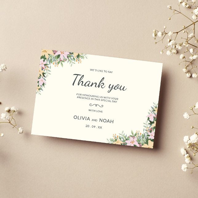 Botanical wedding thank you card - boho style (Creator Uploaded)