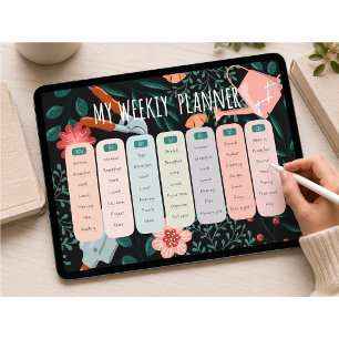 Botanical Weekly Planner Template Poster