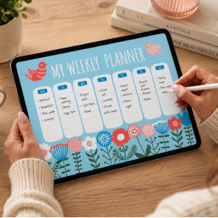 Botanical Weekly Planner Template Poster