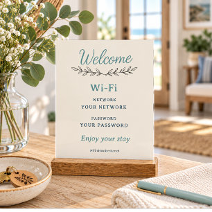 Botanical Welcome Wi-Fi Details Acrylic Sign