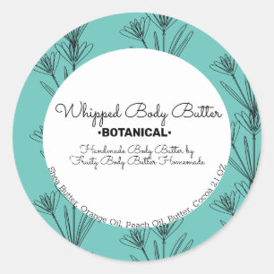 Botanical Whip Body Butter Bath Branding Packaging Classic Round Sticker