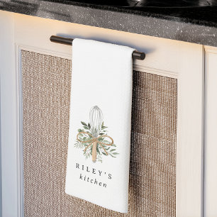 Botanical Whisk Personalised Tea Towel