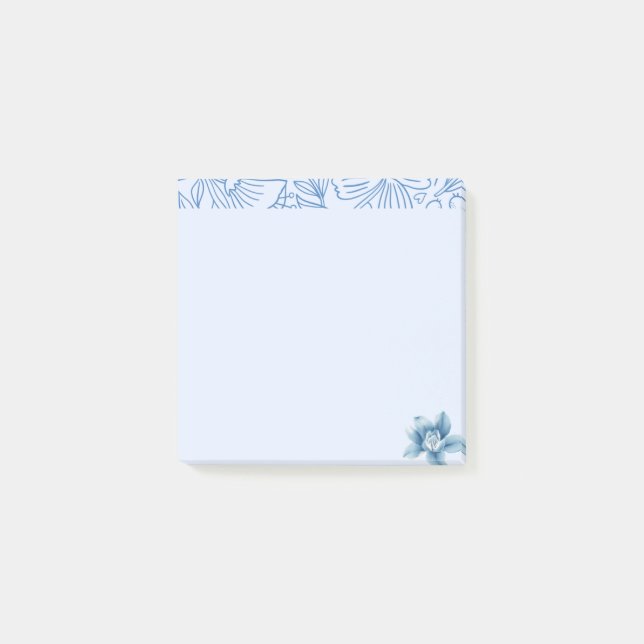 Botanical Whisper – Minimalist Floral Memo Squares Post-it Notes (Front)