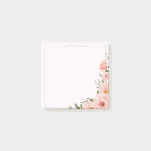 Botanical Whispers– Blush & Green Post-it Notes