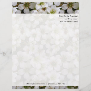 Botanical White Flowers Custom Address Customised Letterhead