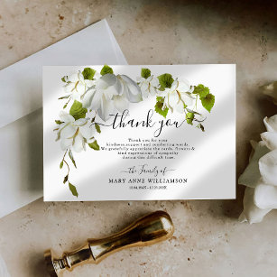 Botanical White Flowers Funeral Thank You Card
