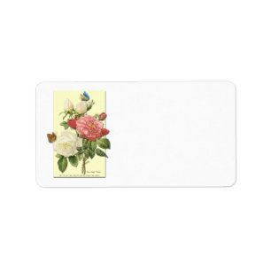 Botanical White Red Roses Blank Address Labels