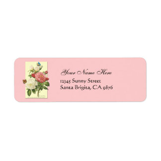 Botanical White Red Roses Return Address Labels