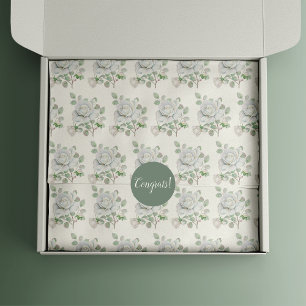 Botanical White Rose Floral Tissue Paper