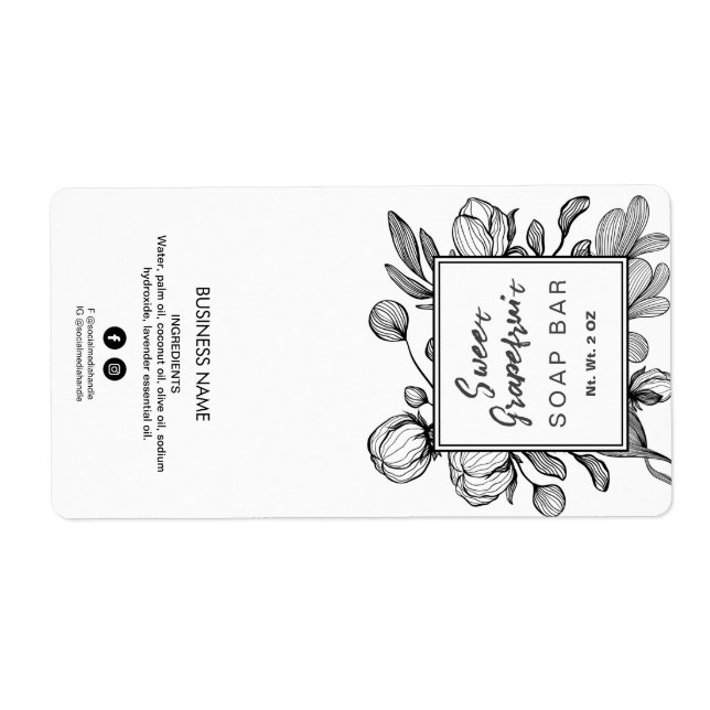 Botanical White Soap Bar Labels (Front)
