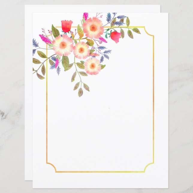 Botanical White Stationery Paper (Front/Back)