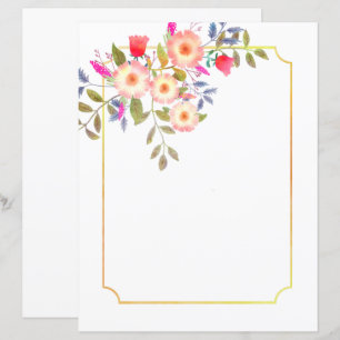 Botanical White Stationery Paper