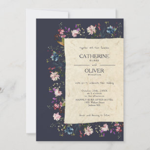 Botanical Wild Flower Handmade Paper Wedding Invit Invitation