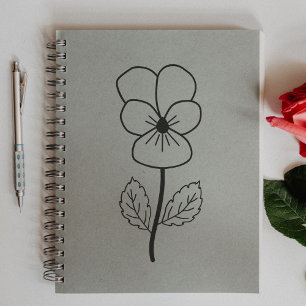 Botanical Wild Pansy Line Art Flower Rubber Stamp