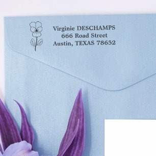 Botanical Wild Pansy Line Art Flower Self-inking Stamp