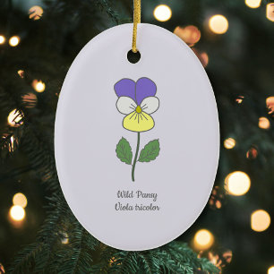 Botanical Wild Pansy Pastel Flower  Ceramic Tree Decoration