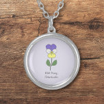 Botanical Wild Pansy Pastel Flower Necklace<br><div class="desc">A Necklace with a Botanical Wild Pansy Flower illustration in Pastel colours (Viola tricolor) and a customisable text: perfect for a birthday gift. Violet is the February birth flower,  the flower of Capricorn and is symbolic meanings of love,  admiration,  and remembrance.</div>