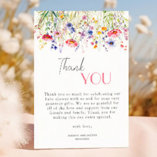 Botanical Wildflower Baby Shower Appreciation Thank You Card