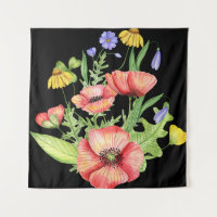 Botanical Wildflower Bouquet Watercolor Art