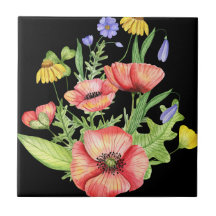 Botanical Wildflower Bouquet Watercolor Art