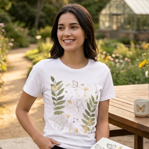 Botanical Wildflower Butterfly T-Shirt Tri-Blend Shirt