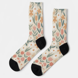 Botanical Wildflower Cute Cottagecore Floral Socks