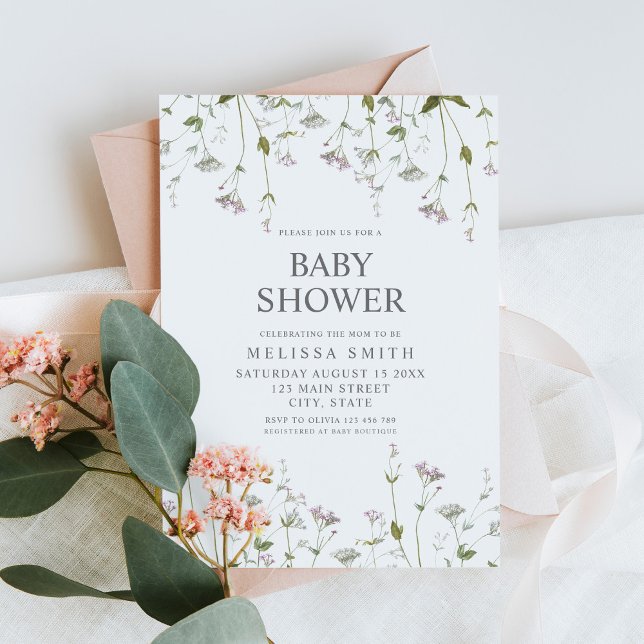 Botanical Wildflower Floral Baby Shower Invitation (Creator Uploaded)