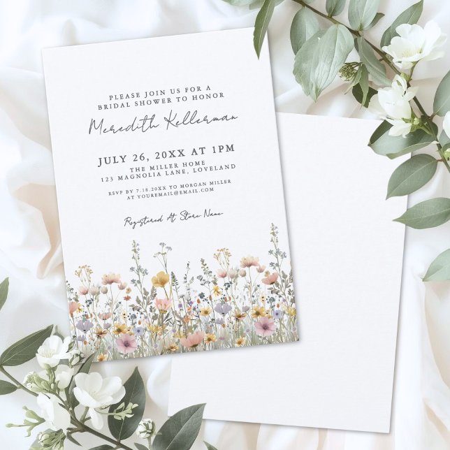 Botanical Wildflower Floral Bridal Shower Invitation (Botanical Wildflower Floral Bridal Shower Invitation)