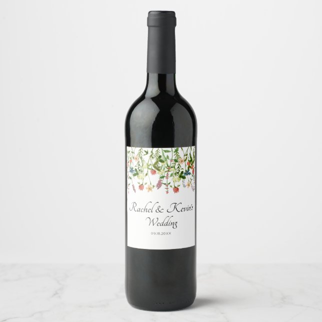 Botanical Wildflower Floral Wine Label (Front)