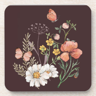 Botanical Wildflower Flower Boho  Coaster