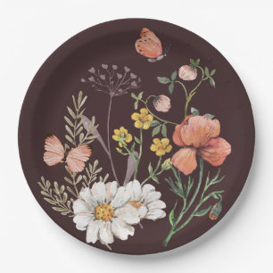 Botanical Wildflower Flower Boho  Paper Plate