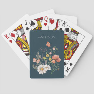 Botanical Wildflower Flower Boho Playing Cards